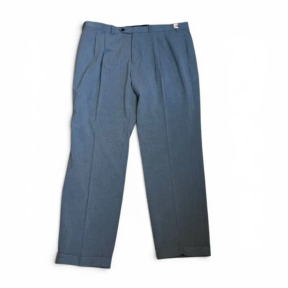 Lauren Ralph Lauren Mens Gray Pants 40x31 Stretch Black Label Pleated Cuffed